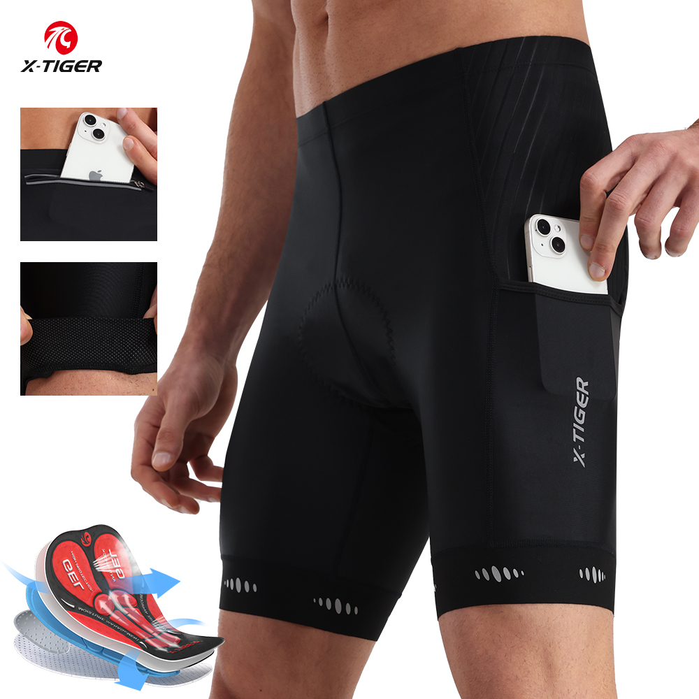 Padded Cycling Shorts 5D Gel - X-TIGER heren fietsbroek met rugzak 5d