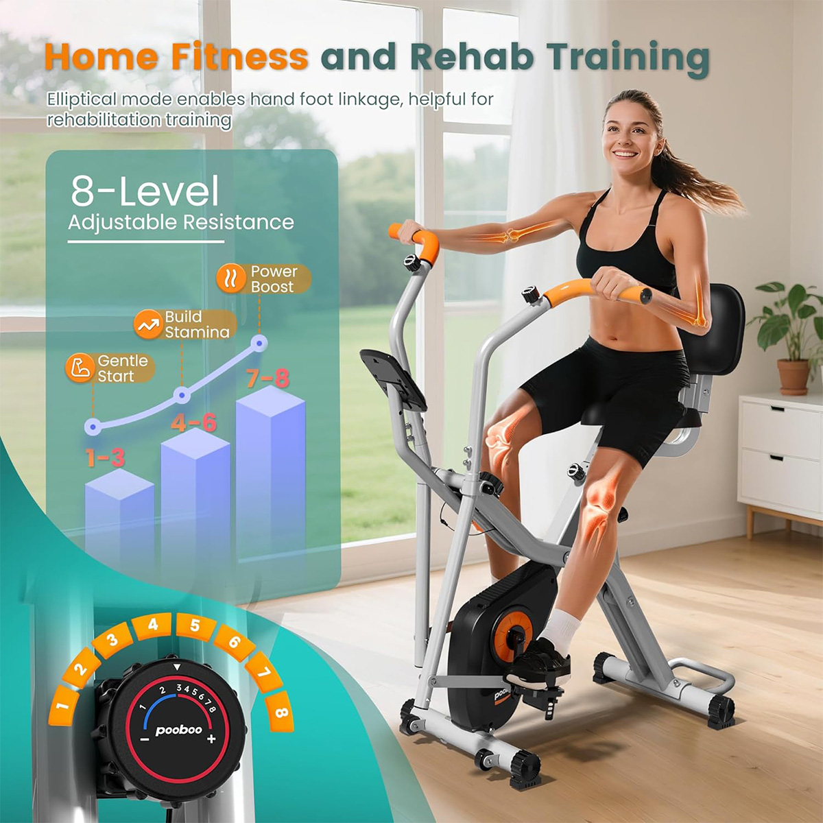 Pooboo Opvouwbare 2-in-1 Homet - Exercise Bike Magnetic Resistance recensie en prijs